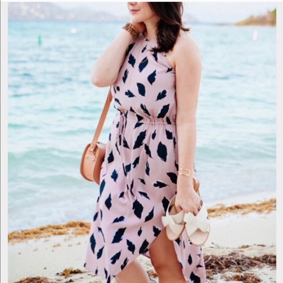 LOFT Dresses & Skirts - Loft High Neck Leaf Print Dress